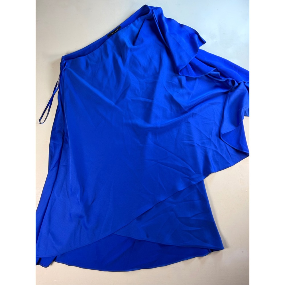 Alex Marie One Shoulder Dress Women 10 Royal Blue Modern Asymmetric Ruffle